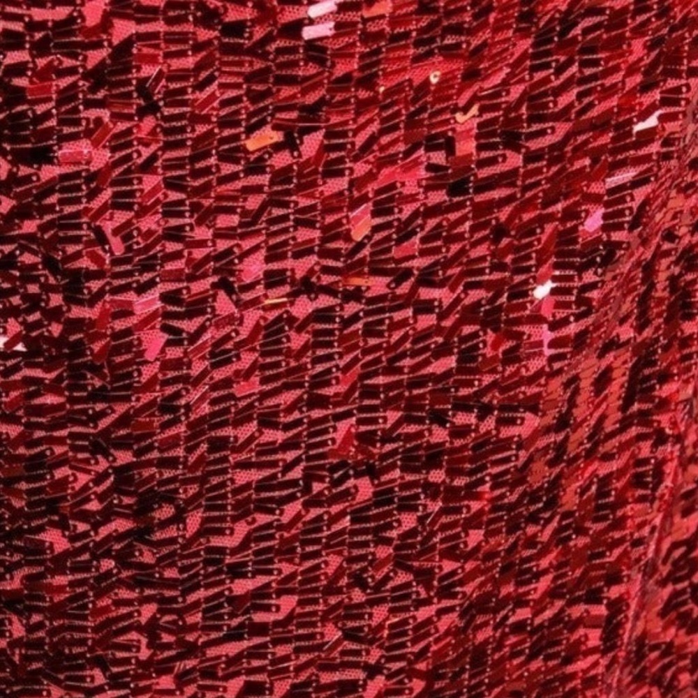 DS By Debbie Shuchat Tank Top M Red Sequin Cowl Neck Keyhole Back Glamorous Part - Picture 5 of 5